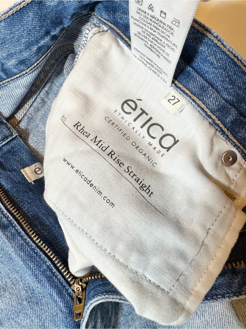 Etica Light Blue Straight-Leg Jeans Size 27 - Picture 7 of 12